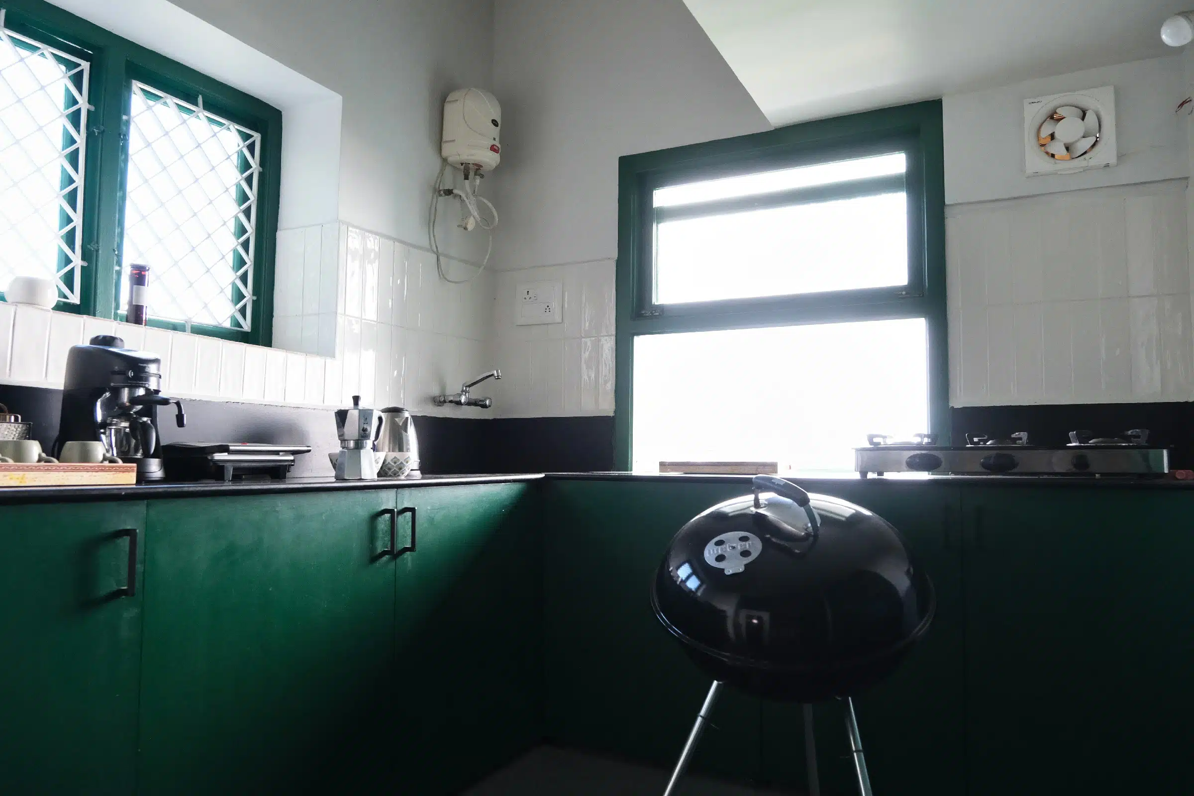 Fully equipped kitchen inside Kodaikanal resort for guest use